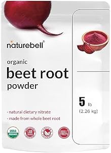 NatureBell Organic Beet Root Powder (Порошок) 5Lbs | 4,000mg Per Serving (Порция) – Concentrated Whole Beet Root Source | High Dietary Nitrates – Raw Superfood Supplements – Great for Vegan Shakes & Smoothies – Non-GMO NatureBell