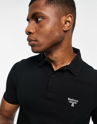 Barbour Beacon small embroidered logo polo in black Barbour Beacon