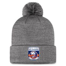 Men's Fanatics Branded  Gray New York Islanders Authentic Pro Home Ice Cuffed Knit Hat with Pom Fanatics