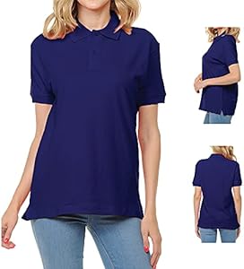 FRESH TEE Women's Adult Unisex 100% Cotton Classic Fit Polo Shirt Short Sleeve for Daily Work School Uniform FRESH TEE