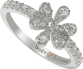 Изысканное цветочное кольцо из стерлингового серебра с фианитами Suzy Levian