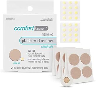 Comfort Zone Plantar Wart Remover Kit, Maximum Strength Salicylic Acid Medicated Patches and Concealing Pads, 24 Count Comfort Zone