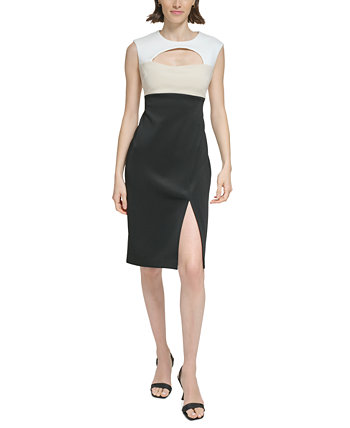 Женское платье-футляр с цветными блоками и вырезами Calvin Klein
