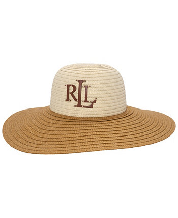 Кожаный логотип и тканая шляпа от солнца LAUREN Ralph Lauren