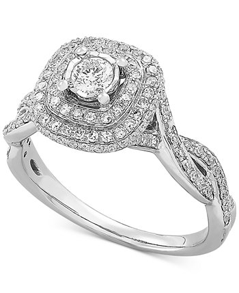 Обручальное кольцо с бриллиантами Double Halo Twist (5/8 карат) из белого золота 585 пробы Macy's