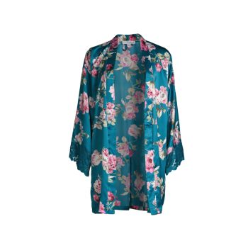 Матовое атласное кимоно с запахом и принтом Breakfast At Tiffany's In Bloom