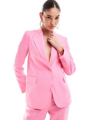 Mango linen blazer in pink - part of a set MANGO