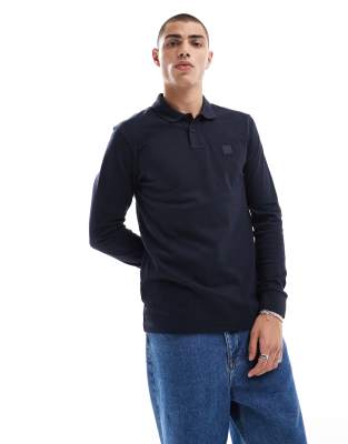 BOSS Passerby long sleeve polo in navy BOSS Orange