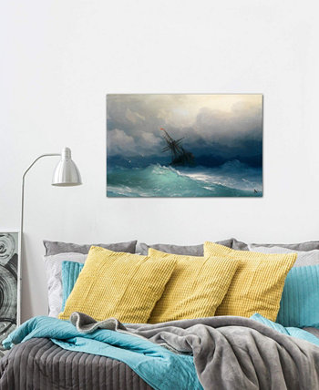Картина Ивана Айвазовского "Корабль на бурном море" на холсте в упаковке (18 x 26 x 0,75) ICanvas