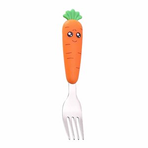 Zainafacai Dinnerware Sets Cute Cartoon Carrot Cutlery Food Material Kid Stainless Steel Tableware Carrot Fork Spoon Cutlery Set C-K01 Zainafacai