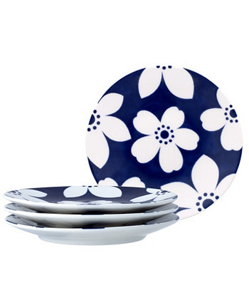 Набор закусочных тарелок купе Bluefjord Floral, 4 предмета, сервиз на 4 персоны Noritake