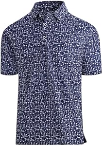 Esabel.C Golf Shirts for Men Dry Fit Performance Short Sleeve Print Moisture Wicking Collared Shirt Esabel.C