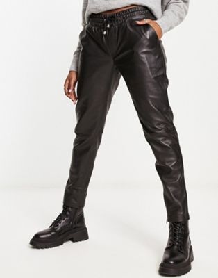 Muubaa tapered leather sweatpants in black Muubaa