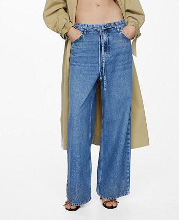 Women's Adjustable Drawstring Wideleg Jeans MANGO