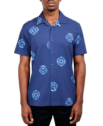 Мужская рубашка Slim Fit Non-Iron Performance Stretch с абстрактным цветочным принтом на пуговицах Camp Shirt Society of Threads