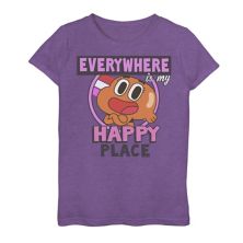 Футболка Cartoon Network Gumball Everywhere Is My Happy Place для девочек 7–16 лет с круговым рисунком Cartoon Network