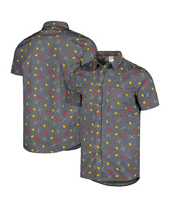 Men's Graphite Deadpool Party Button-Up Shirt Mad Engine