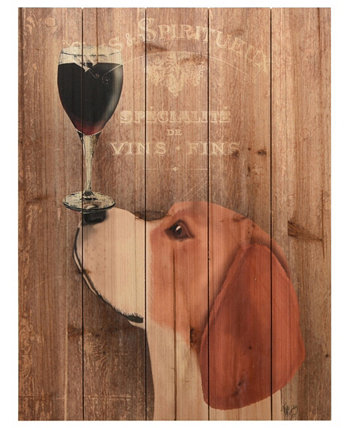 Цифровая печать "Dog Au Vin Beagle" Arte De Legno на стенах из массива дерева - 24 "x 18" Empire Art Direct