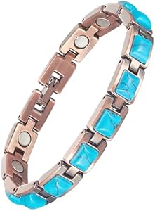 MagVIVACE Pure Copper Bracelet for Women, 7.68'' Turkish Stone Magnetic Bracelets with 15 Magnets for RSI Carpal Tunnel, Jewelry Gifts for Mother's Day MagVIVACE