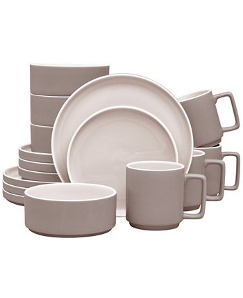 Набор столовой посуды ColorTrio Stax, 16 предметов, сервиз на 4 персоны Noritake