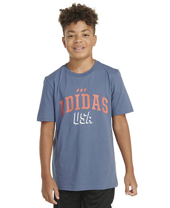 Big Boys Short-Sleeve Cotton USA Graphic T-Shirt Adidas