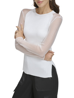 Женский свитер DKNY с длинным рукавом и прозрачными вставками DKNY