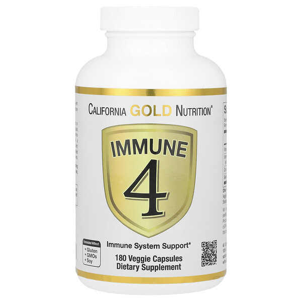 Immune 4 - Поддержка Иммунной Системы - 180 растительных капсул - California Gold Nutrition California Gold Nutrition