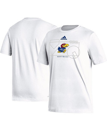 Мужская белая футболка Kansas Jayhawks Locker Lines Softball Fresh Adidas