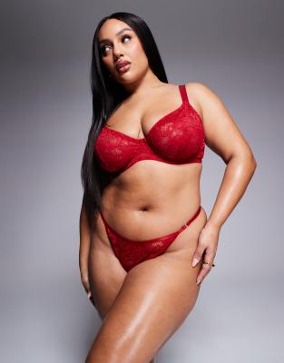 ASOS DESIGN Curve Margot lace tanga thong in red ASOS Curve