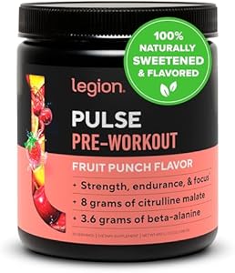 LEGION Pulse Pre Workout Supplement - All Natural Nitric Oxide Preworkout Drink to Boost Energy, Creatine Free, Naturally Sweetened, Beta Alanine, Citrulline, Alpha GPC (Fruit Punch) Legion