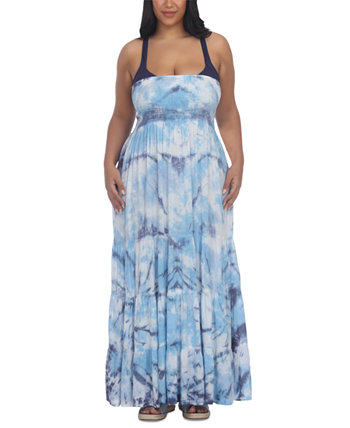 Plus Size Strapless Tiered  Tie-Dyed Maxi Dress Cover-Up Raviya