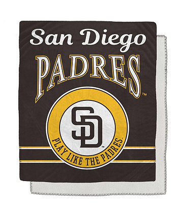 Фланелевое флисовое одеяло из шерпы San Diego Padres размером 50 x 60 дюймов в стиле ретро с эмблемой Pegasus Home Fashions