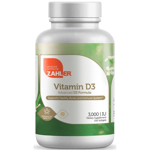 Витамин D3 - 3000 МЕ - 250 мягких капсул - Zahler Zahler