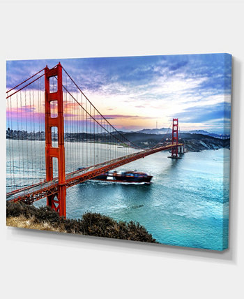 Designart Золотые ворота в Сан-Франциско Морской мост Картина на холсте - 32 "X 16" Design Art