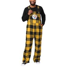 Men's FOCO  Black Pittsburgh Steelers Big Logo Plaid Overalls Unbranded