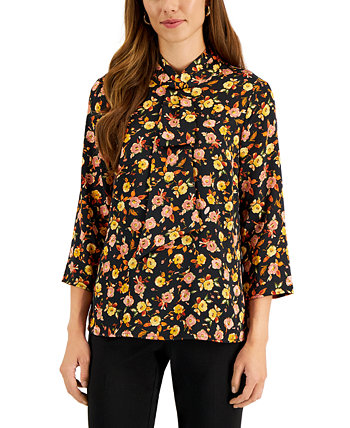 Women's Floral-Print Bow-Neck Blouse Tahari by ASL