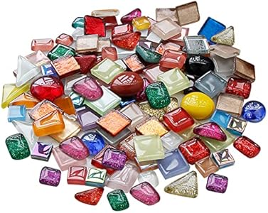 1.1lb Mixed Color Irregular Crystal Mosaic Glass Tiles for Crafts, Bulk Assorted Shapes Small Mosaic Glass Pieces for DIY Picture Home Mosaic Decoration (Mixed Color) Esweny