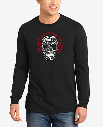 Мужская футболка с длинными рукавами с надписью «Music Notes Skull Word Art» LA Pop Art