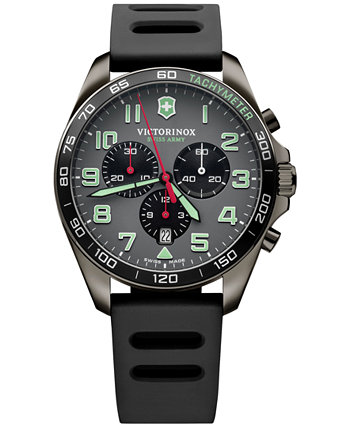 Мужской хронограф Fieldforce Sport, черный резиновый ремешок, часы 42мм Victorinox Swiss Army