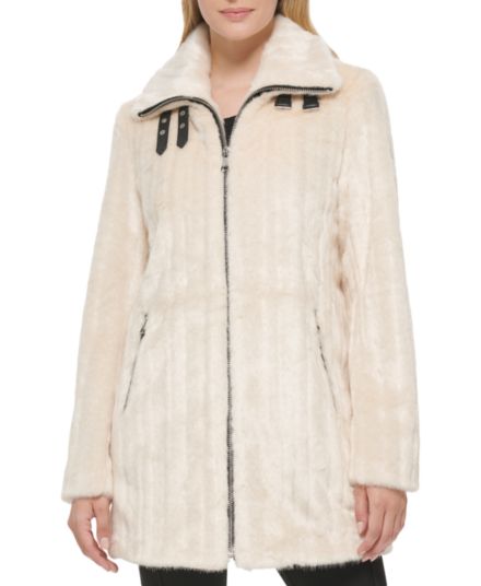 Пальто из искусственного меха с пряжкой Karl Lagerfeld Paris