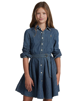 Детское Платье-рубашка с поясом из джинсовой ткани Polo Ralph Lauren Polo Ralph Lauren