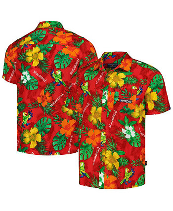 Мужская красная рубашка на всех пуговицах с цветочным принтом NASCAR Island Life Margaritaville