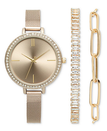Подарочный набор женских золотистых часов с сетчатым браслетом диаметром 38 мм, созданный для Macy's I.N.C. International Concepts