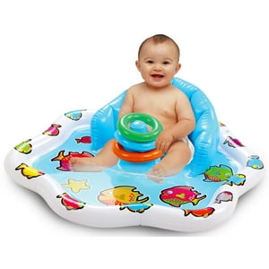 Bundaloo Infant Pool Splash Mat Inflatable with Backrest & Stackable Ring Toys | Summer Fun Activity for Baby Toddlers | Easy Setup Bundaloo