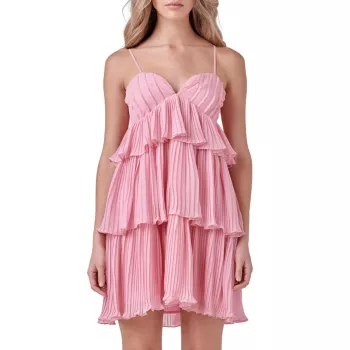 Шифоновое мини-платье с плиссированным корсетом Endless rose