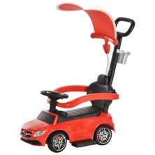 Aosom 3 in 1 Push Cars for Toddlers Ride on Push Car Stroller Sliding Walking Car with Sun Canopy Horn Sound Safety Bar Cup Holder Ride on Toy for 12 36 Months Red Aosom