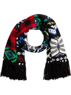 Праздничный вязаный шарф в стиле пэчворк LAUREN Ralph Lauren