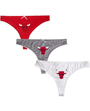 Women's Red, Charcoal, White Chicago Bulls Arctic 3-Pack Thong Set College Concepts