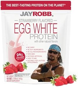 Jay Robb Strawberry Egg White Protein Powder (Порошок), Low Carb, Keto, Vegetarian, Gluten Free, Lactose Free, No Sugar Added, No Fat, No Soy, Nothing Artificial, Non-GMO, Best-Tasting (12 oz (Унции), Strawberry) JAYROBB