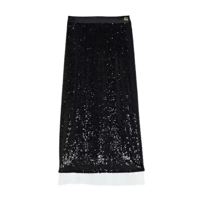 Notte Sequin Straight Skirt With Pleated Hem Callas Milano